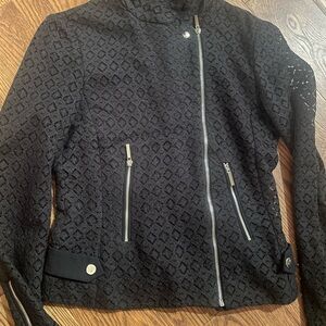 Zara Black Textured Blazer with Zipper Accents